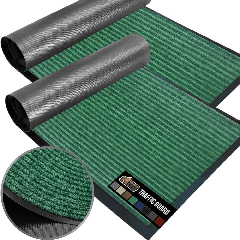 GORILLA GRIP Traffic Guard Door Mat, 60x36, Heavy Duty Welcome Mats, Commercial Office Space Doormat, Waterproof, Fade Resistant, Strong Rubber Backing, Low Profile, Shoe and Boot Scraper, Brown