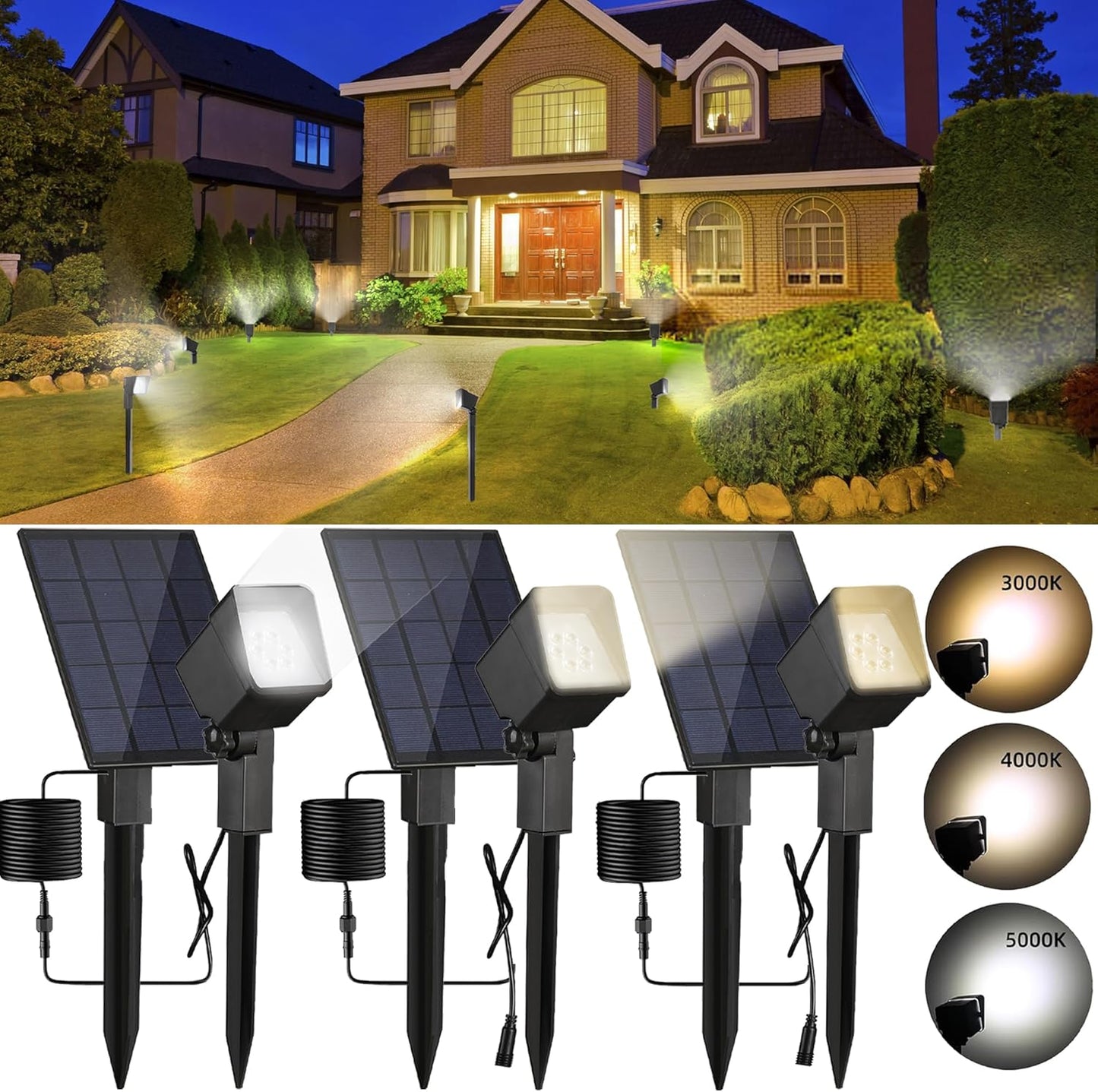 Bobcat Solar Pathway Lights Super Bright 300 lumens with 2-in-1 Warm White and Daylight Modes, Dark Brown Solar Lights for Outdoor Path, Sidewalk, Driveway or Walk Way Light(4 Pack)