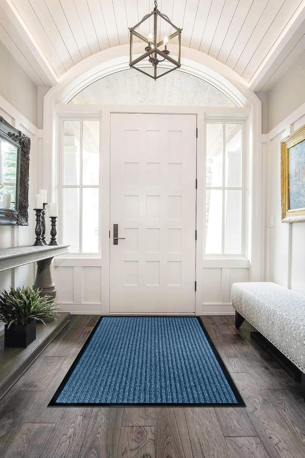 LuxUrux® Durable Rubber 3'x5' Commercial Door Mat - Heavy Duty, Indoor/Outdoor, Easy Clean, Waterproof, Commercial Floor Mat for Entry, Patio, Garage - Stylish Striped Gray Design (3 x 5 Feet)