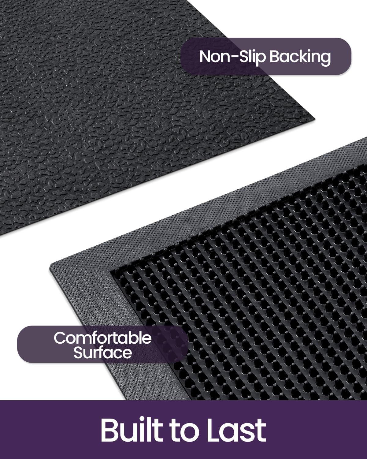 DEXI Front Door Mats Outside Entrance, Heavy Duty Non-Slip Rubber Entry Mat, Dirt Trapping Waterproof Low-Profile Welcome Doormat for Entryway, 36x48, Black