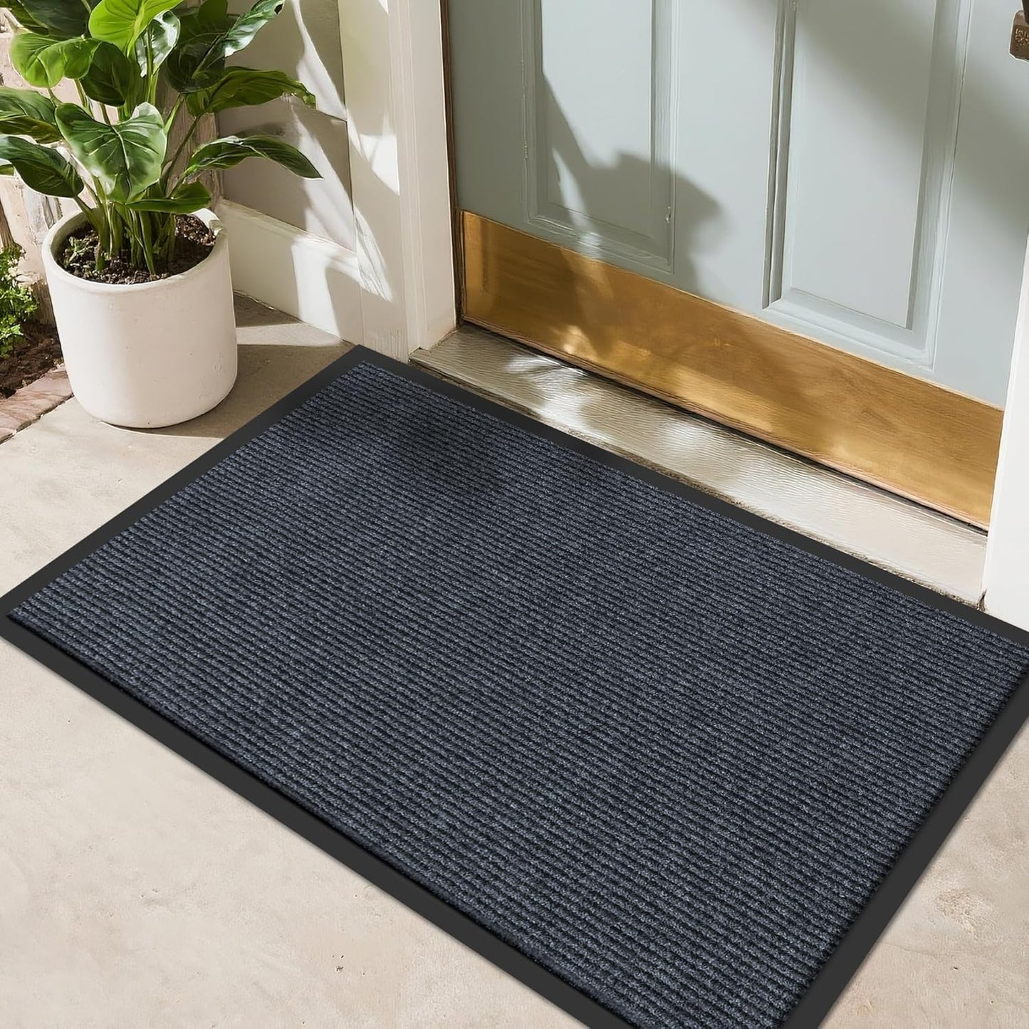 Extra Large Front Door Mat, 5 x 3 Feet Indoor Outdoor Entrance Mat, Heavy Duty Commercial Floor Mats, Non-Slip Rubber Backing Doormat for Entryway, Waterproof, Low-Profile, Easy to Clean