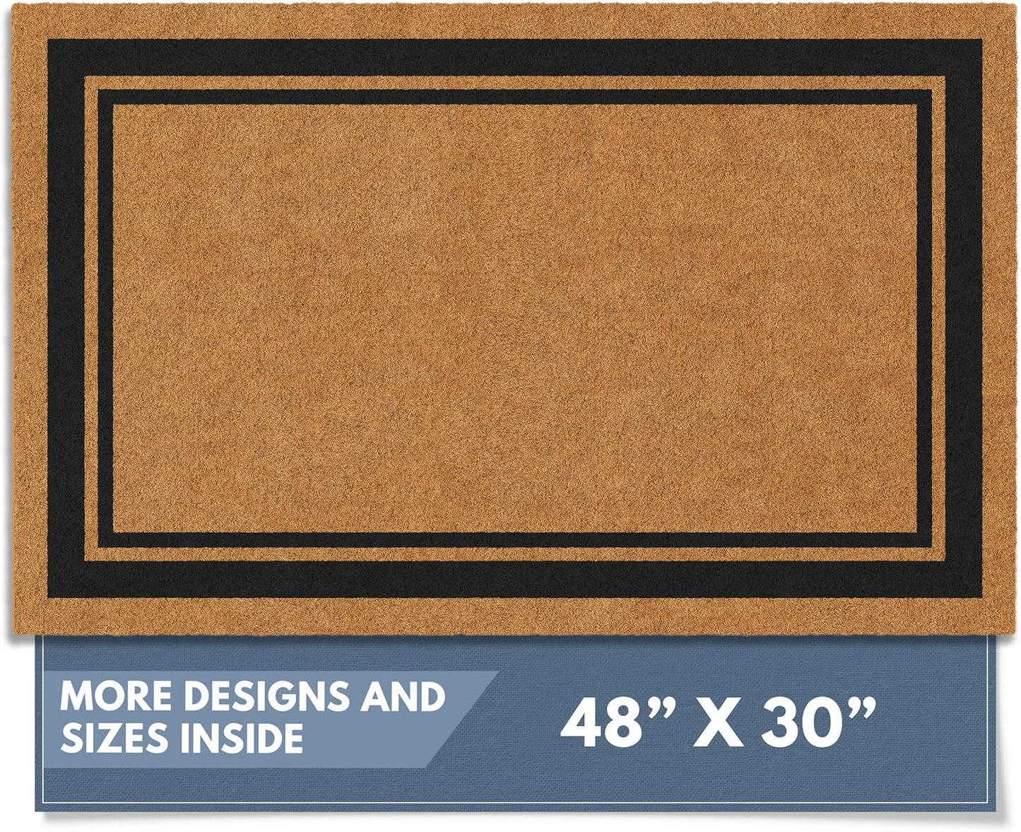 Barnyard Designs Natural Coco Coir Heavy Duty Backing Doormat - Large Cute Non-Slip Front Door Welcome Mat for Outside Entrance or Porch Entry, Brown (24x36, Border)