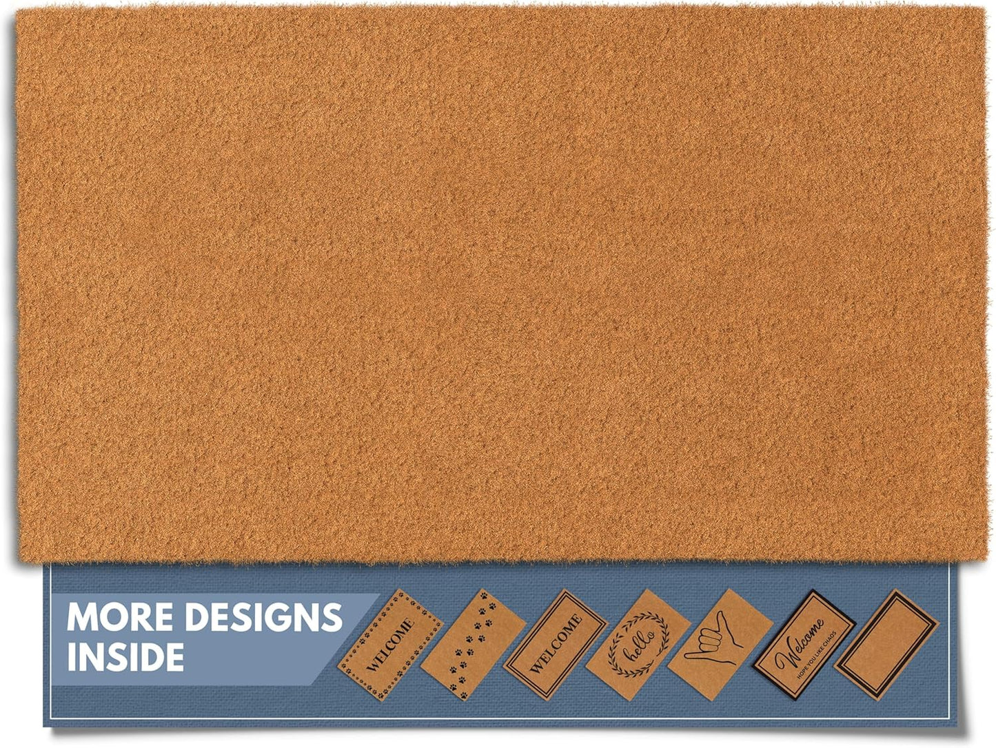 Barnyard Designs Natural Coco Coir Heavy Duty Backing Doormat - Large Cute Non-Slip Front Door Welcome Mat for Outside Entrance or Porch Entry, Brown (24x36, Border)