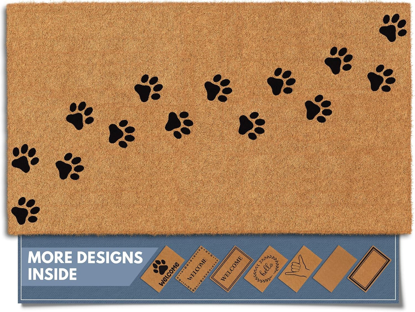 Barnyard Designs Natural Coco Coir Heavy Duty Backing Doormat - Large Cute Non-Slip Front Door Welcome Mat for Outside Entrance or Porch Entry, Brown (24x36, Border)